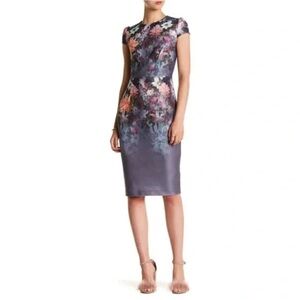 Betsey Johnson Floral Scuba Sheath Dress
Light Lavender Gray
Size 6